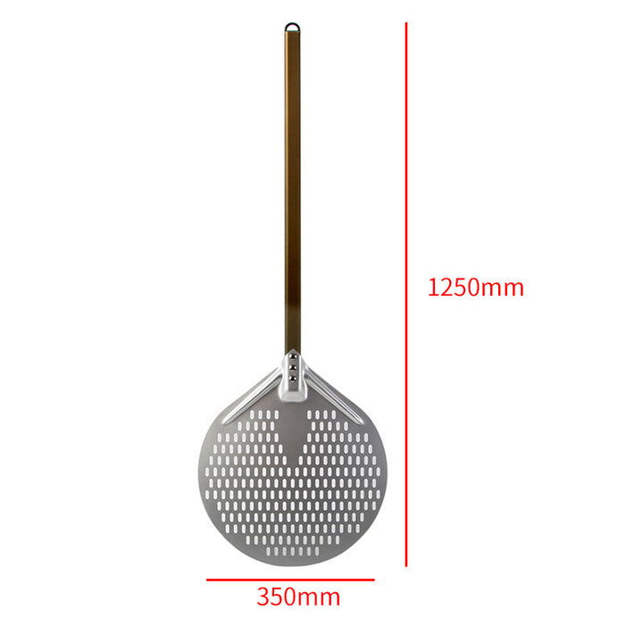 long wooden handled round aluminum pizza peel with reinforced neck Bowlift