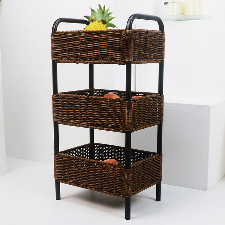 Versatile shelf cart with woven baskets Bowlift