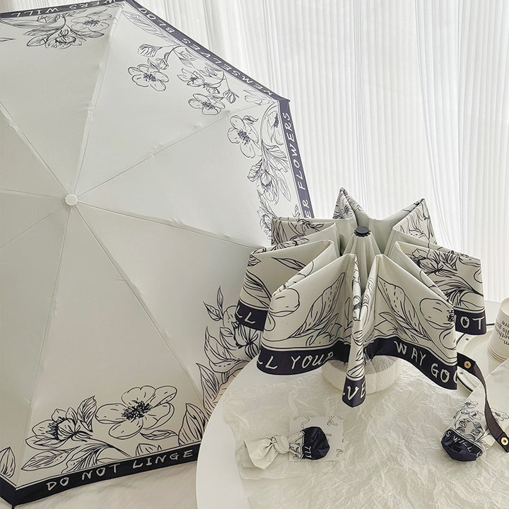 Women's Folding Umbrella with Creative Art Design Bowlift
