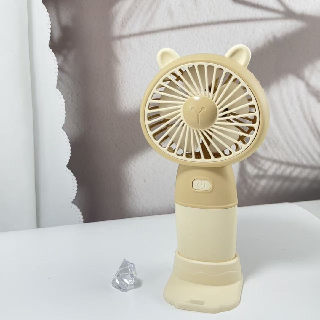 Ladies Portable Hand Fan with Animal Ears Bowlift