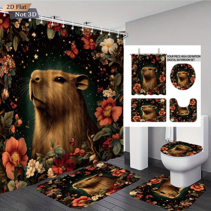 Cute Bear-Themed Four-Piece Bathroom Set Bowlift