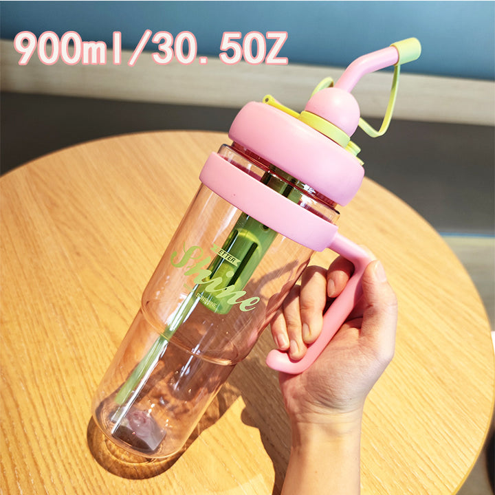 Women's practical drinking bottle with integrated straw Bowlift