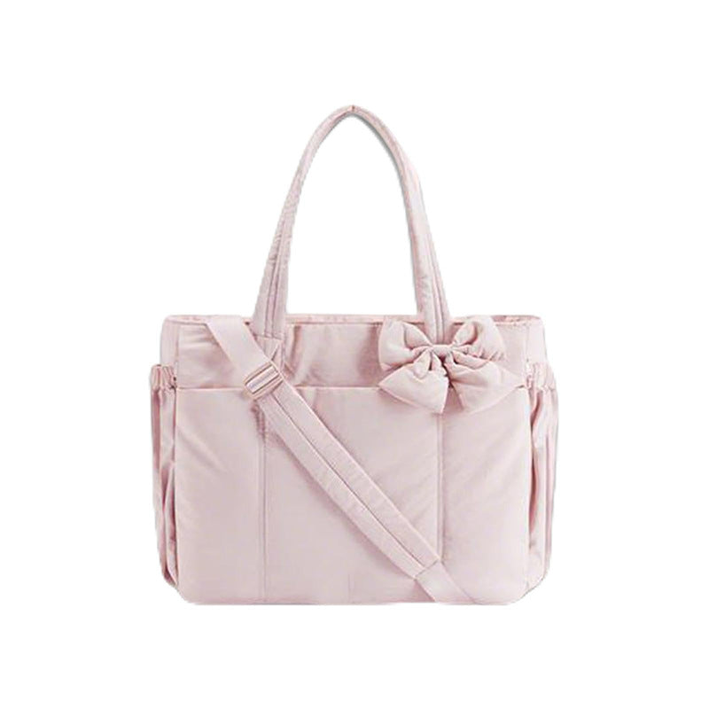 Multifunctional tote bag with detachable shoulder straps and decorative bow Bowlift