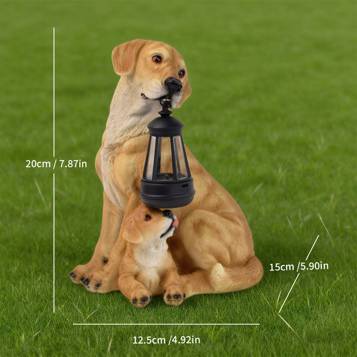 Resin Boxer Dog Solar Lantern Garden Sculpture Bowlift