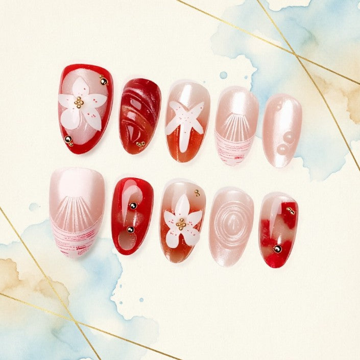 Artificial nails with floral designs Bowlift