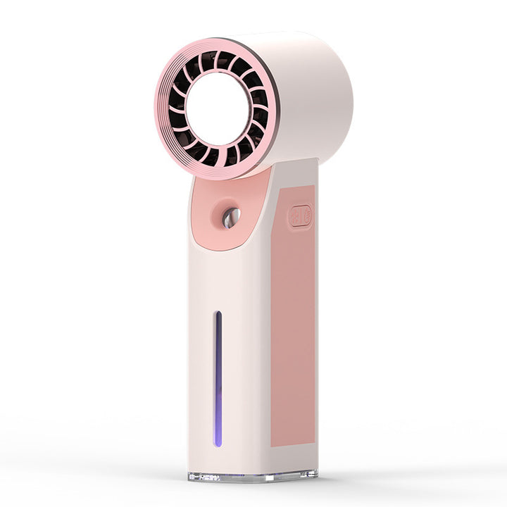 Cooling portable bladeless misting fan with USB rechargeable battery and adjustable airflow Bowlift