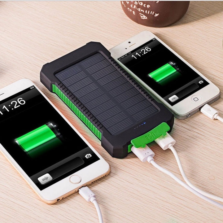 Solar-powered power bank with integrated compass and carabiner hook Bowlift