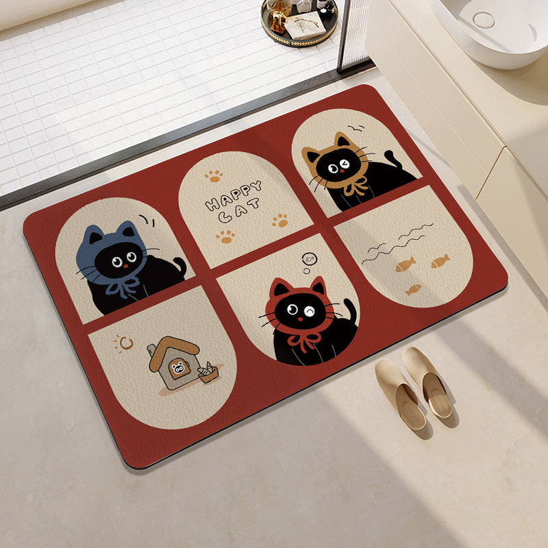 Playful Cat-Themed Bath Rug Bowlift