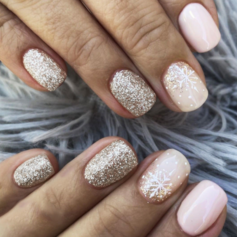 Creative Nail Art Set with Winter Motifs and Glitter Effects Bowlift