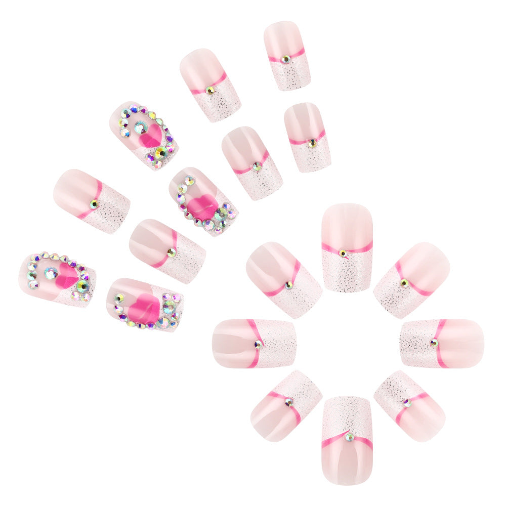 Decorative Crystal-Embellished Press-On Nail Art Bowlift