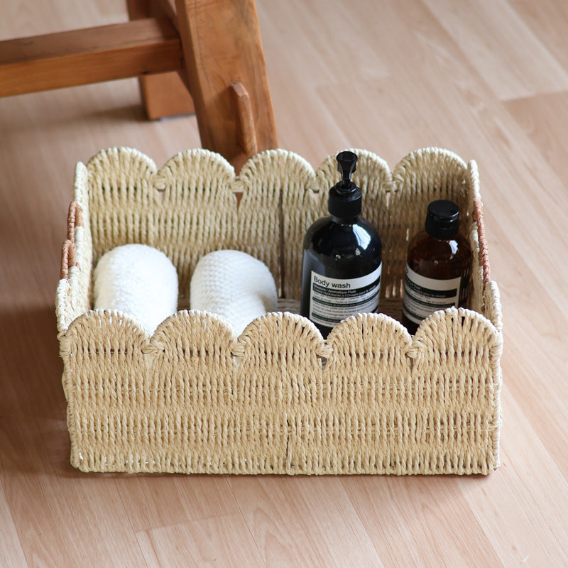 Handcrafted storage basket with wave edge Bowlift