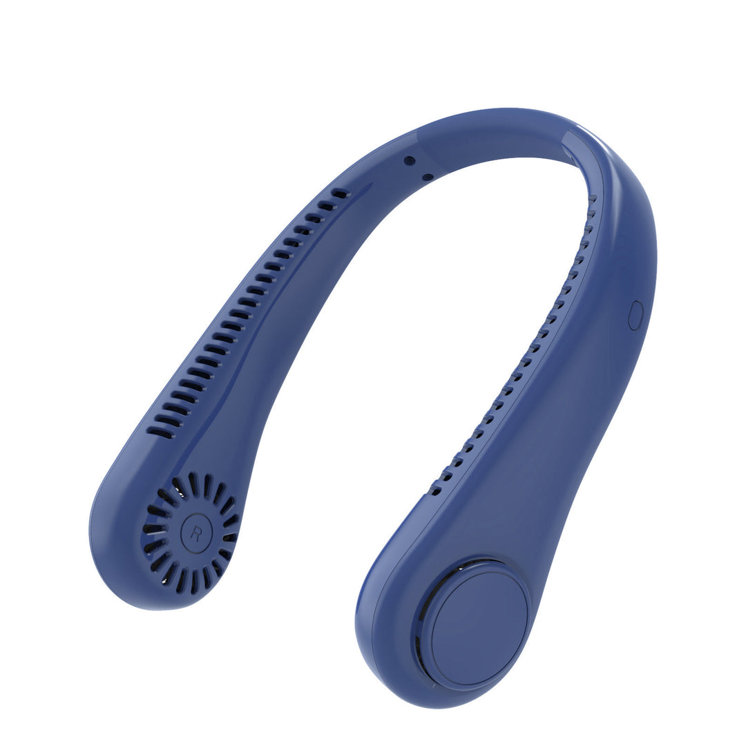 Unisex portable rechargeable neck fan with quiet dual fan adjustable air levels and ergonomic neckband Bowlift