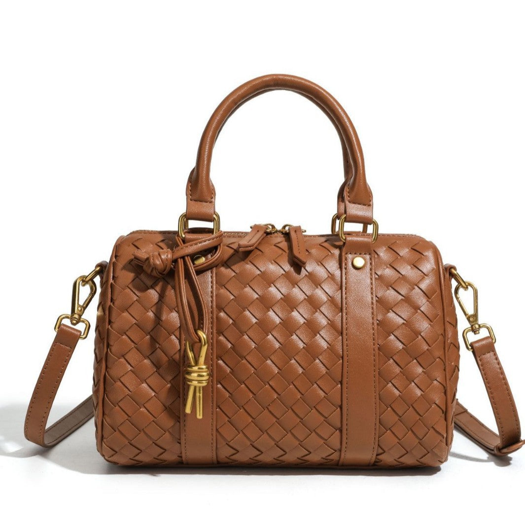 Woven Leather Handbag Bowlift