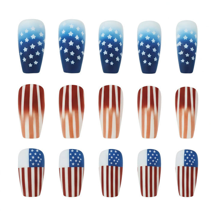 Patriotic design artificial nails Bowlift