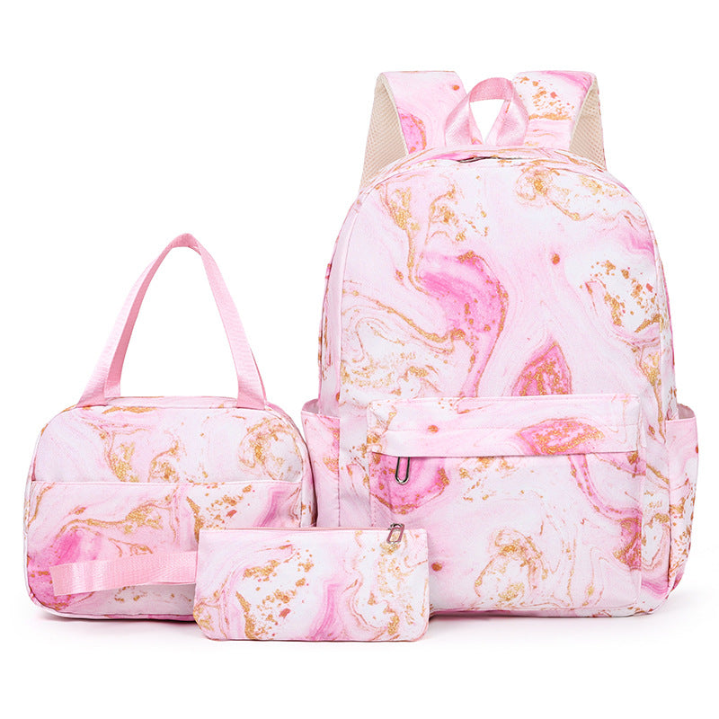 Marble Pattern Multi-Piece Backpack Set