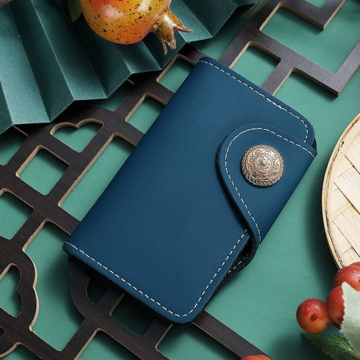 Luxury Leather Snap Closure Card Holder Bowlift