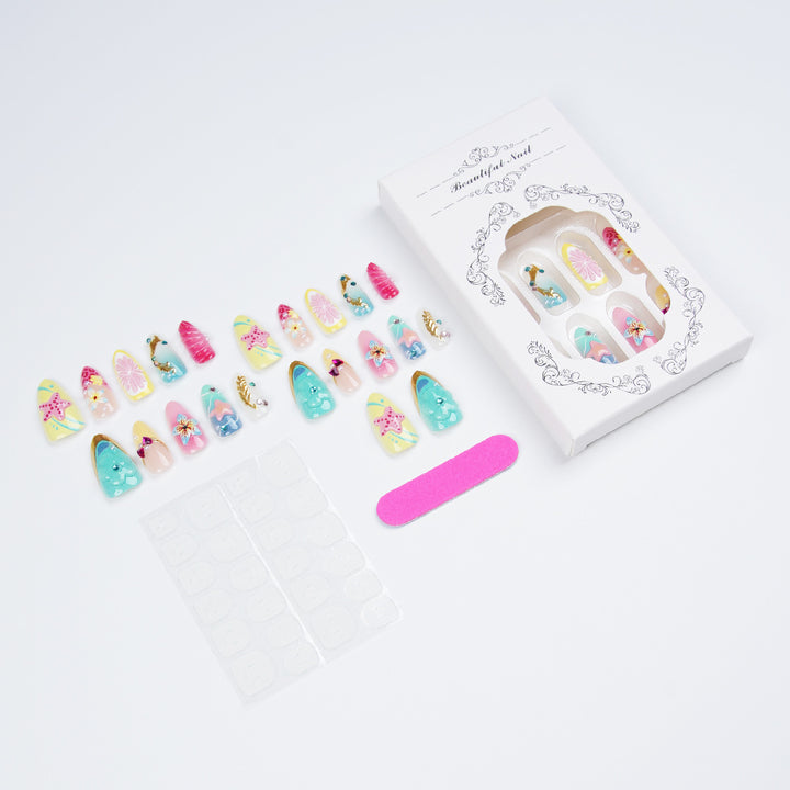 Colorful artificial nails with rhinestones Bowlift
