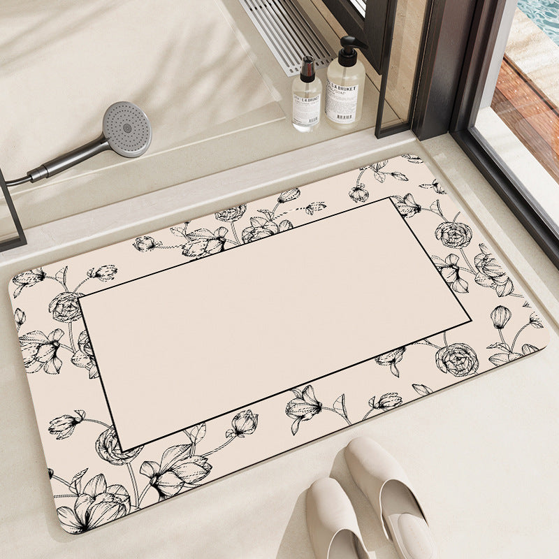 Floral Patterned Bathroom Mat Bowlift