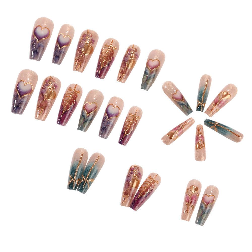 Artificial nails with romantic heart and flower designs Bowlift