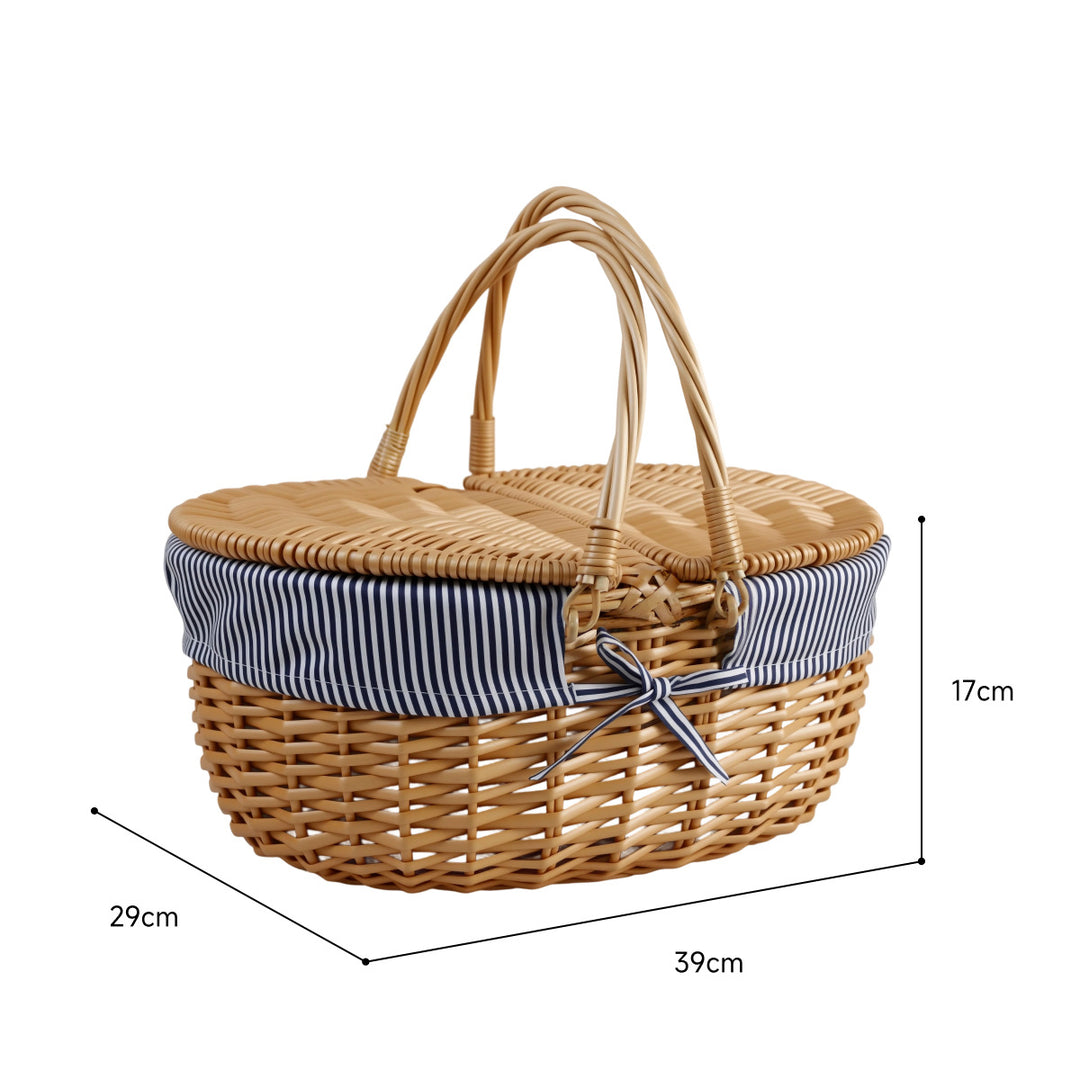 Women’s basket with decorative gingham fabric trim and sturdy handles Bowlift
