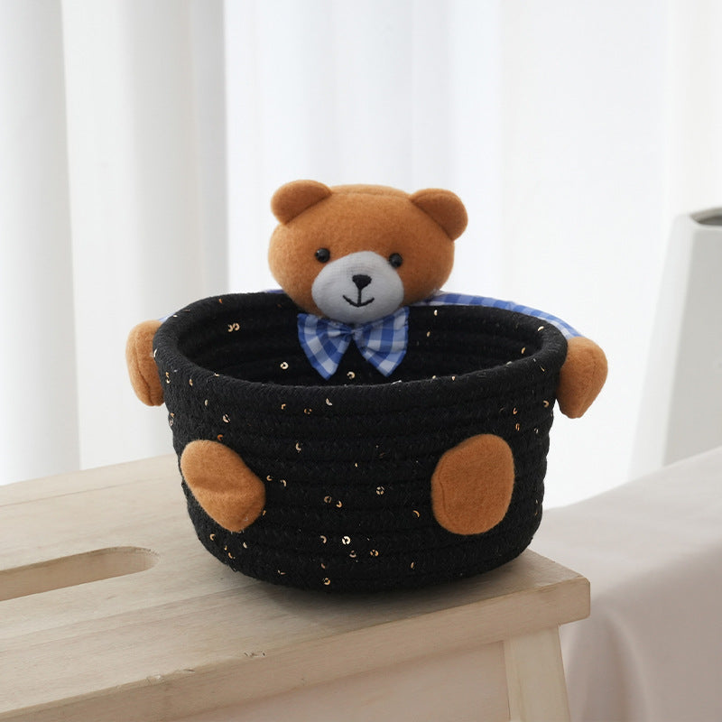 Cozy storage basket with bear motif Bowlift
