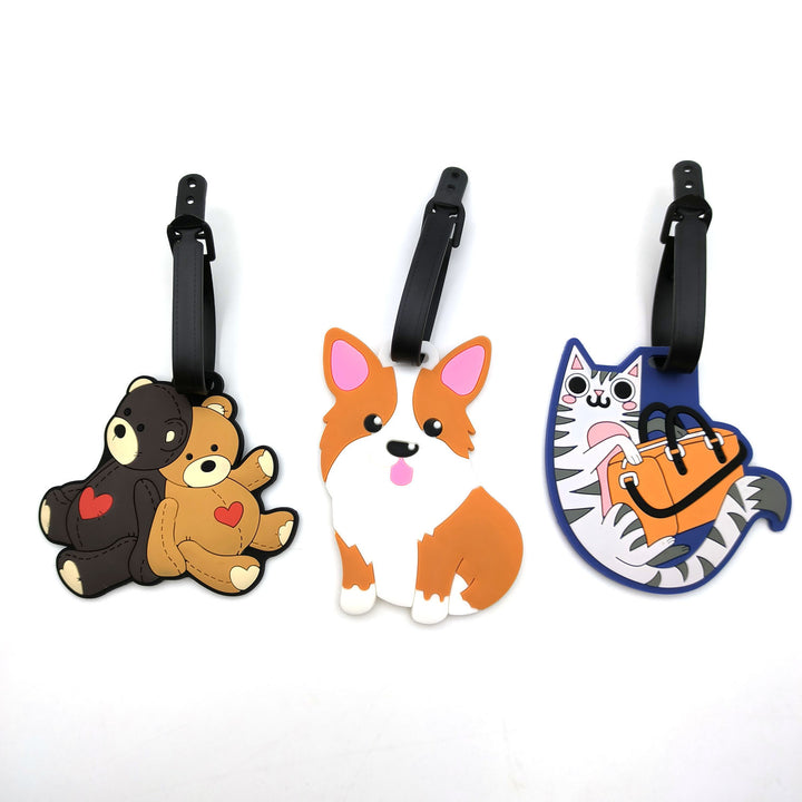 Cute Silicone Cat Luggage Tag with Detachable Strap and Personalized ID Window Bowlift