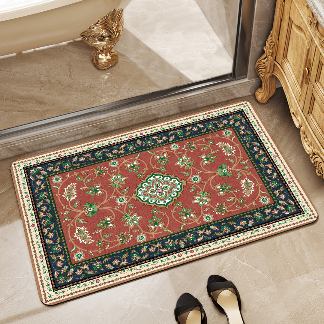 Elegant Floral Pattern Bath Mat Bowlift