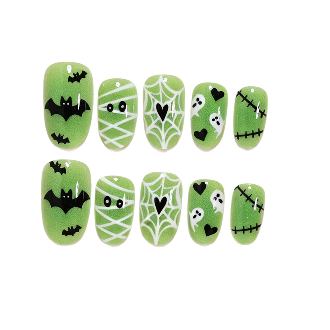 Whimsical Halloween-Themed Press-On Nail Art Set Bowlift