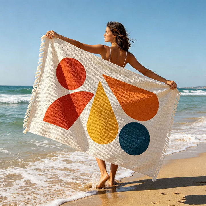 Multifunctional beach blanket with exotic floral pattern Bowlift