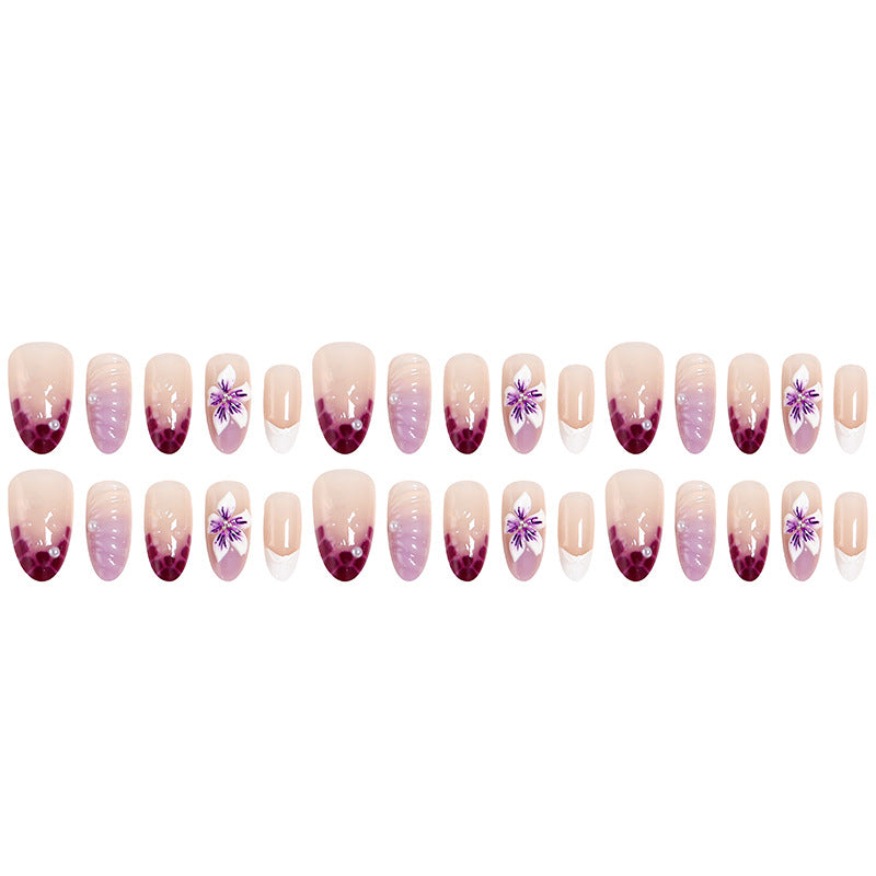 Artificial nails with elegant ombre effects and floral accents Bowlift
