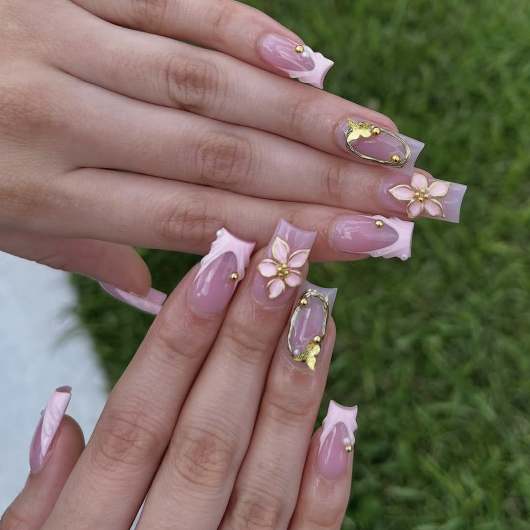 Decorative Floral Acrylic Nail Art Extensions Bowlift 1789713324