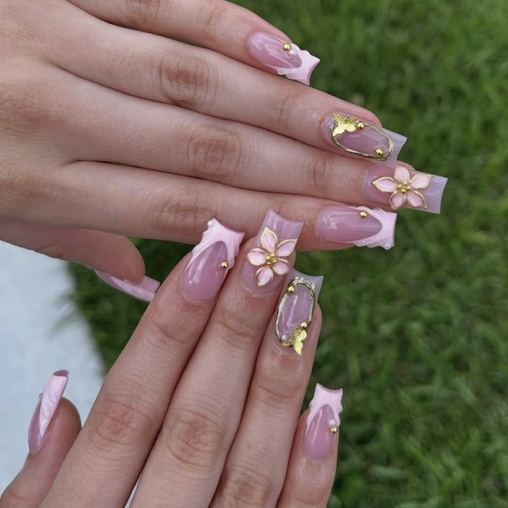 Decorative Floral Acrylic Nail Art Extensions Bowlift 1789713324
