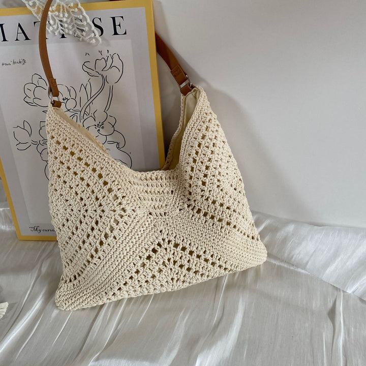 Knit shoulder bag with leather handles Bowlift