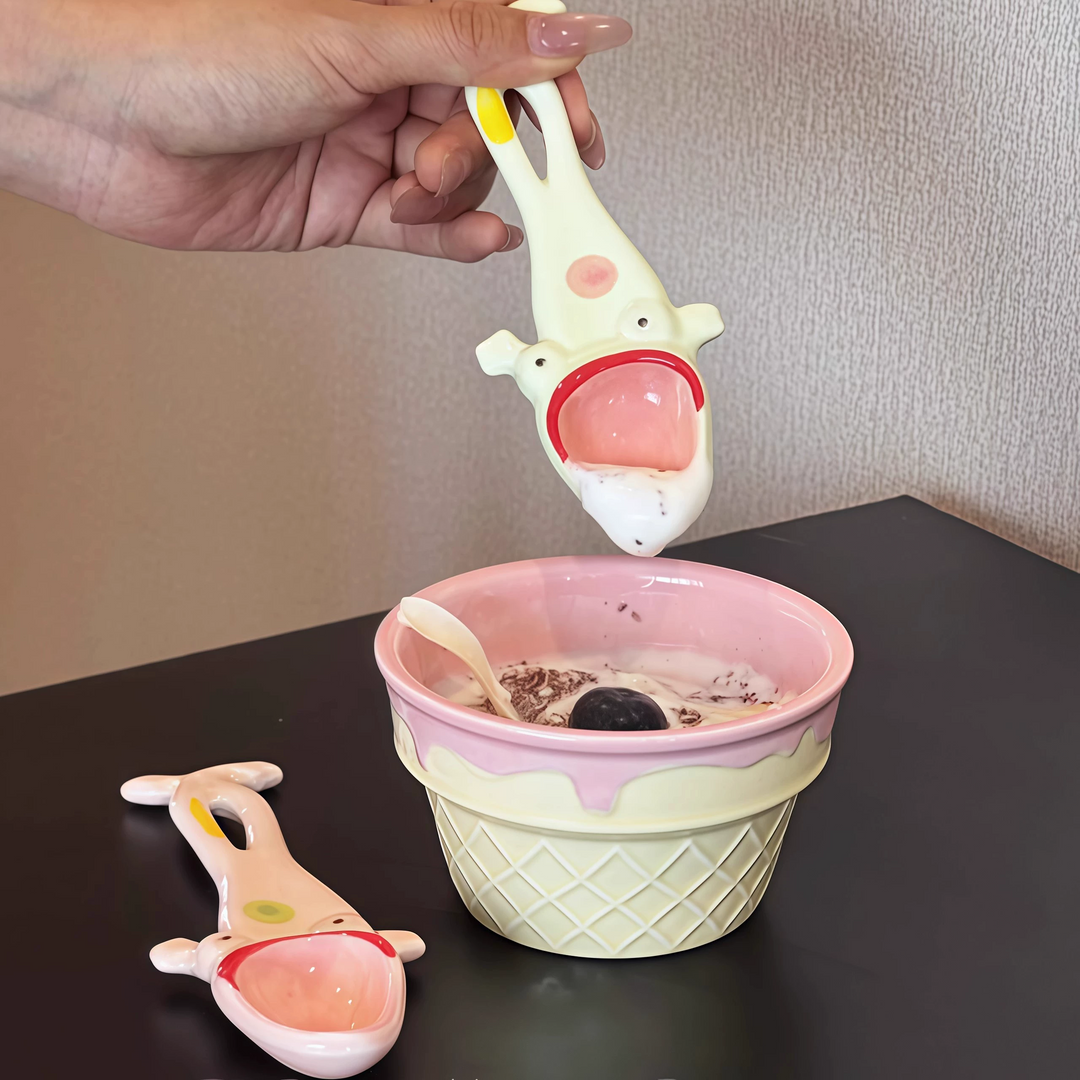 BowLift | Funny Frog Long Handle Ceramic Spoon