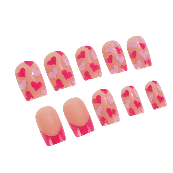 Artificial nails with romantic heart designs Bowlift