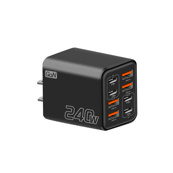 GaN high-speed USB-C and USB-A multiport travel charger with foldable UK plug Bowlift