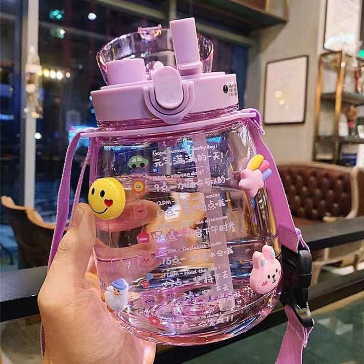 Women large motivational water bottle with leak-proof lid system Bowlift