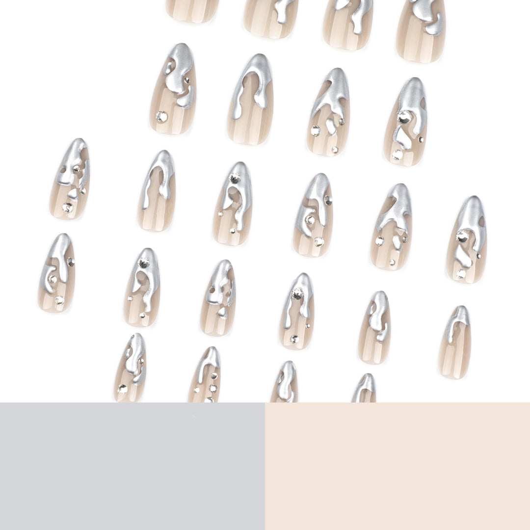 Artful artificial nails with glitter and metallic accents Bowlift