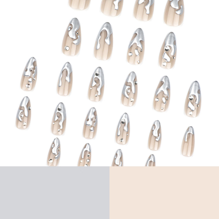 Artful artificial nails with glitter and metallic accents Bowlift