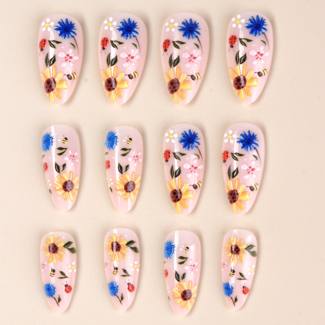 Floral Embellished Press-On Nail Art Set Bowlift