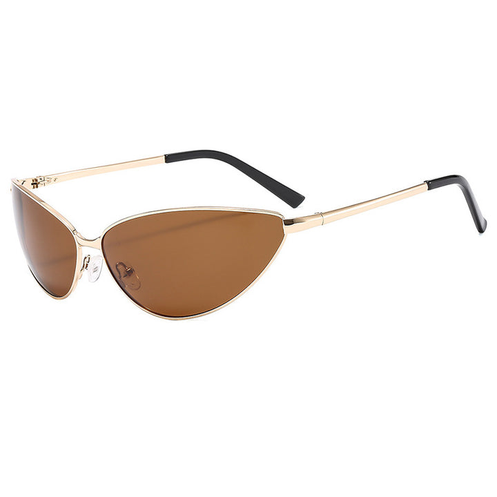 Women's Cat-Eye Sunglasses with Fashionable Metal Frame Bowlift