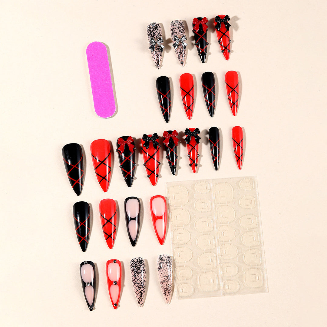 Gothic-Inspired Stiletto Nail Art Extensions Bowlift