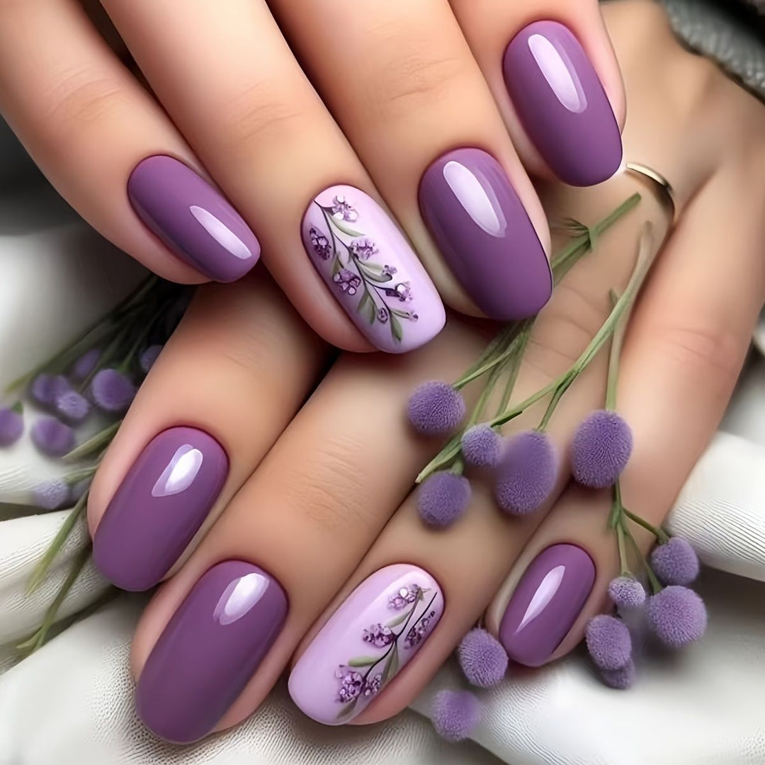 Floral Art Acrylic Nail Set Bowlift