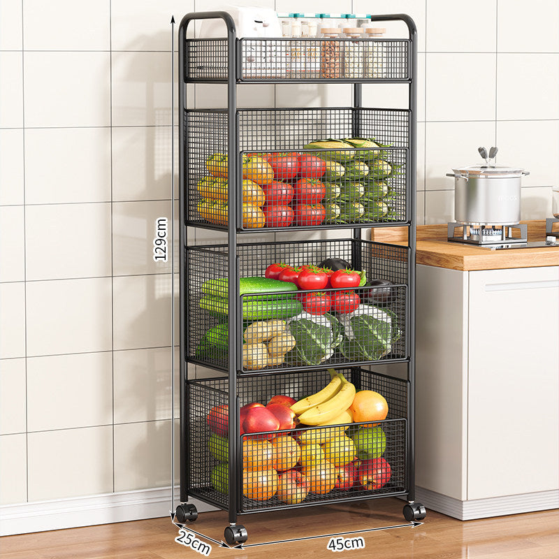 Rolling Kitchen Storage Organizer with Adjustable Mesh Baskets Bowlift