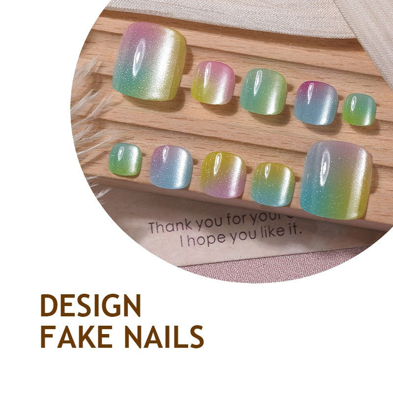 Acrylic nail set with shimmering gradient and elegant designs Bowlift