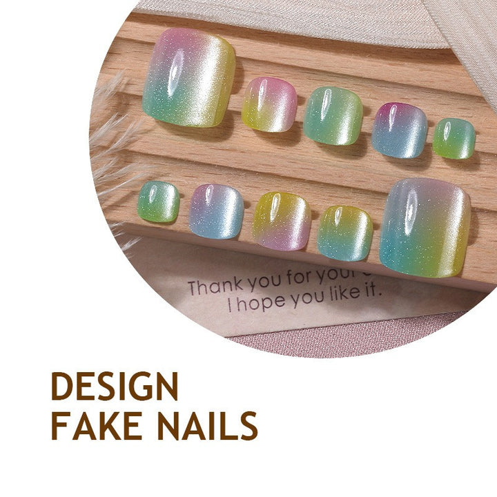 Acrylic nail set with shimmering gradient and elegant designs Bowlift