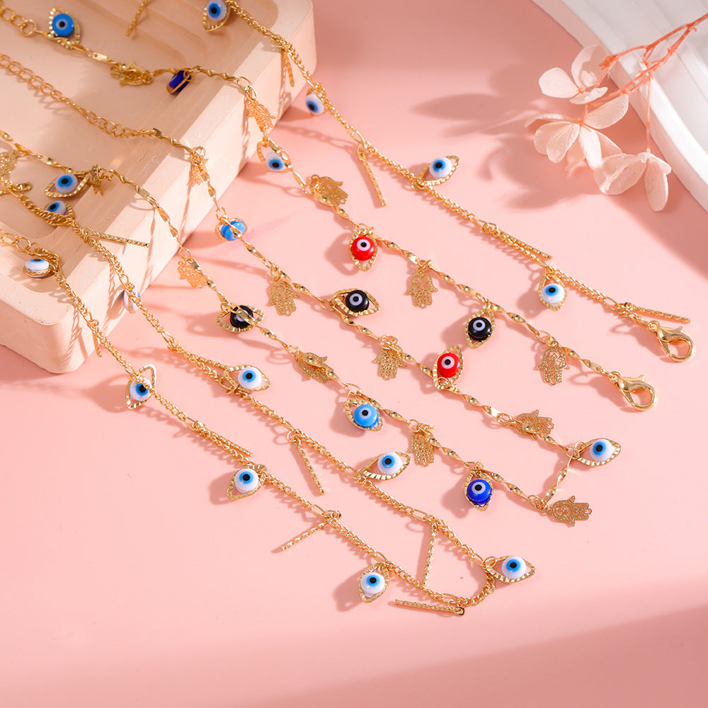Decorative Evil Eye Charm Ankle Bracelet Bowlift