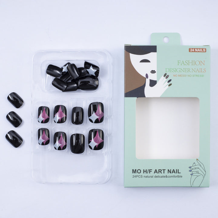 Artificial Nail Set with Modern Star Patterns Bowlift