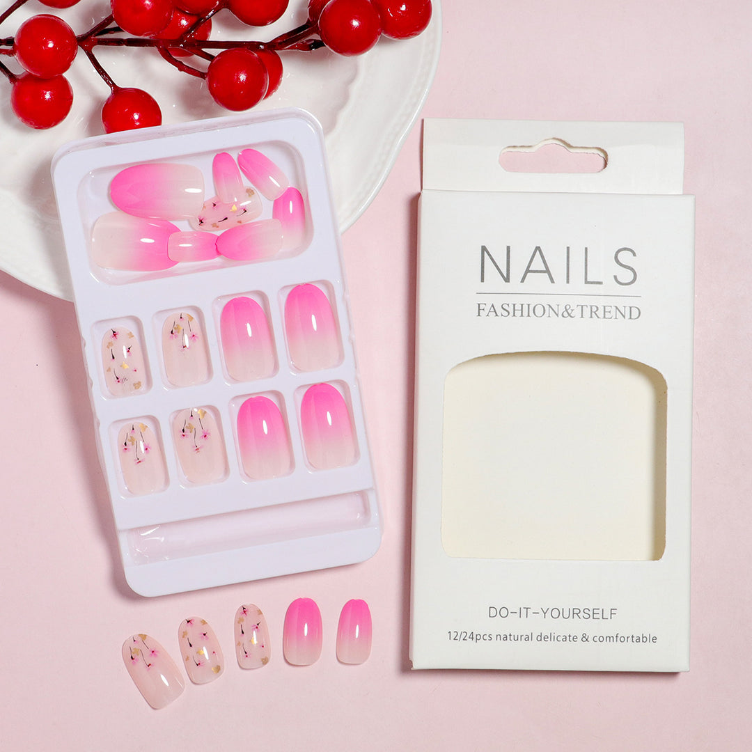 DIY Press-On Nail Art Set with Flower Design Bowlift
