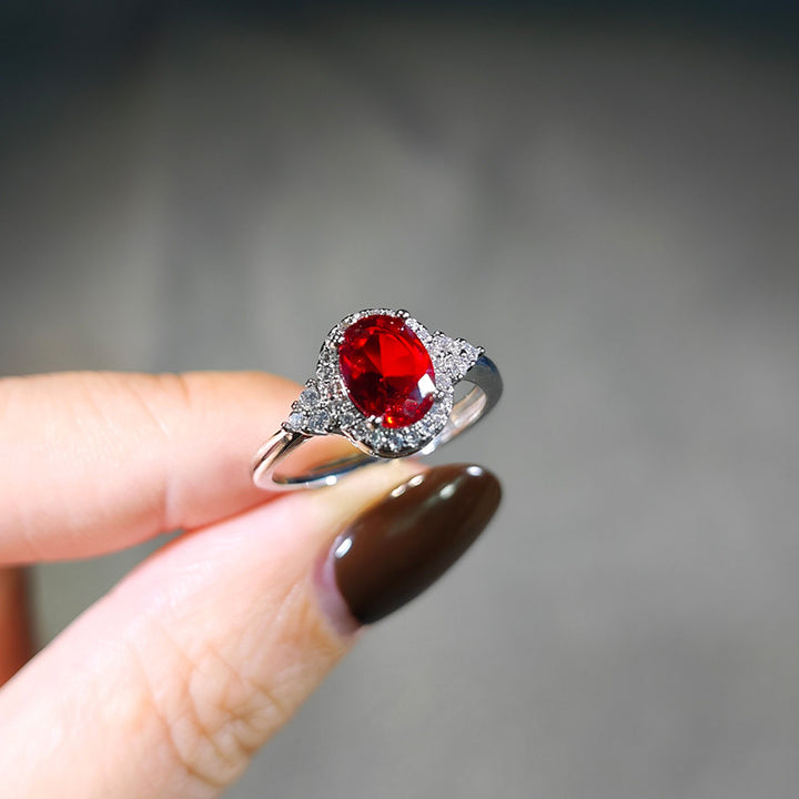 Oval Faceted Gemstone Halo Engagement Ring With Pavé Sterling Band